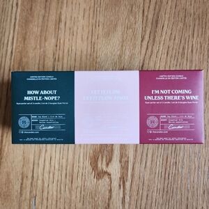 NEW Candier Christmas Wine Themed 3 Candle Set Holiday Home Accent Decor